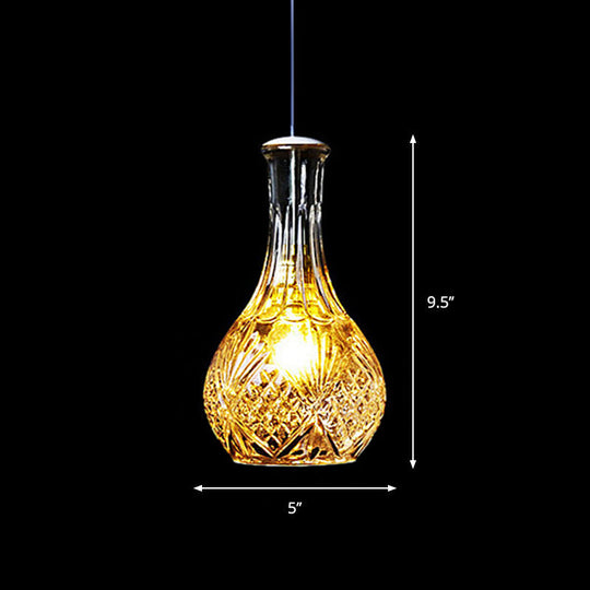 Black Glass Wine Decanter Pendant Lamp - Single-Bulb Hanging Light For Kitchen Bar Loft Style