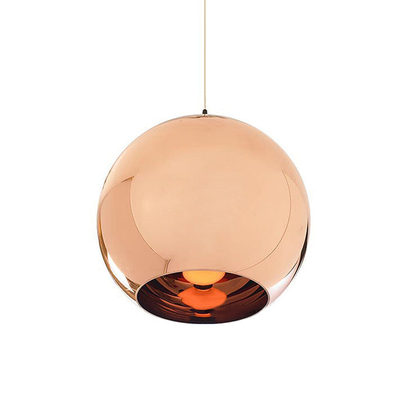 Down Lighting Industrial Pendant Light: Mirror Glass Globe with Open Bottom - 6"/8" W, 1-Light Bar in Brass/Chrome/Gold