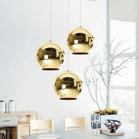 Industrial Glass Globe Pendant Light With Open Bottom In Multiple Finishes Brass / 6