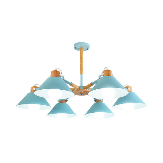 Sleek Metal Cone Hanging Pendant Lights - 6 Simple Style Ideal For Dining Room