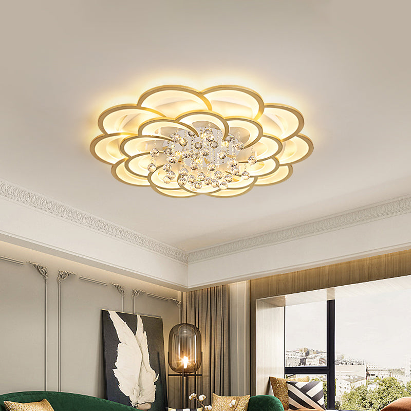 Modernist Petal Flush Ceiling Light in Gold with LED Warm/White Light - Available in 20.5"/27" Sizes