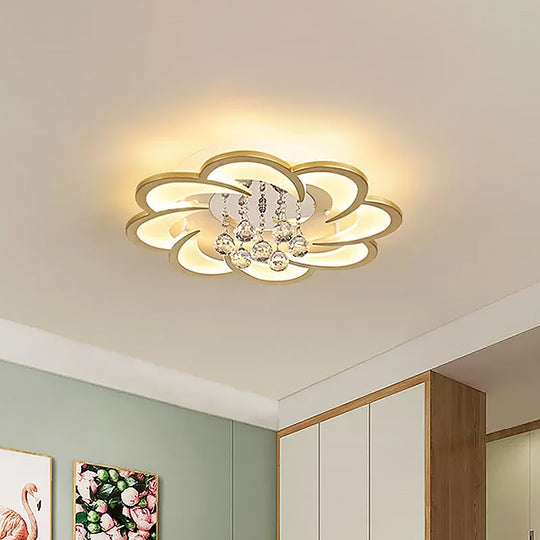 Modernist Petal Flush Ceiling Light in Gold with LED Warm/White Light - Available in 20.5"/27" Sizes