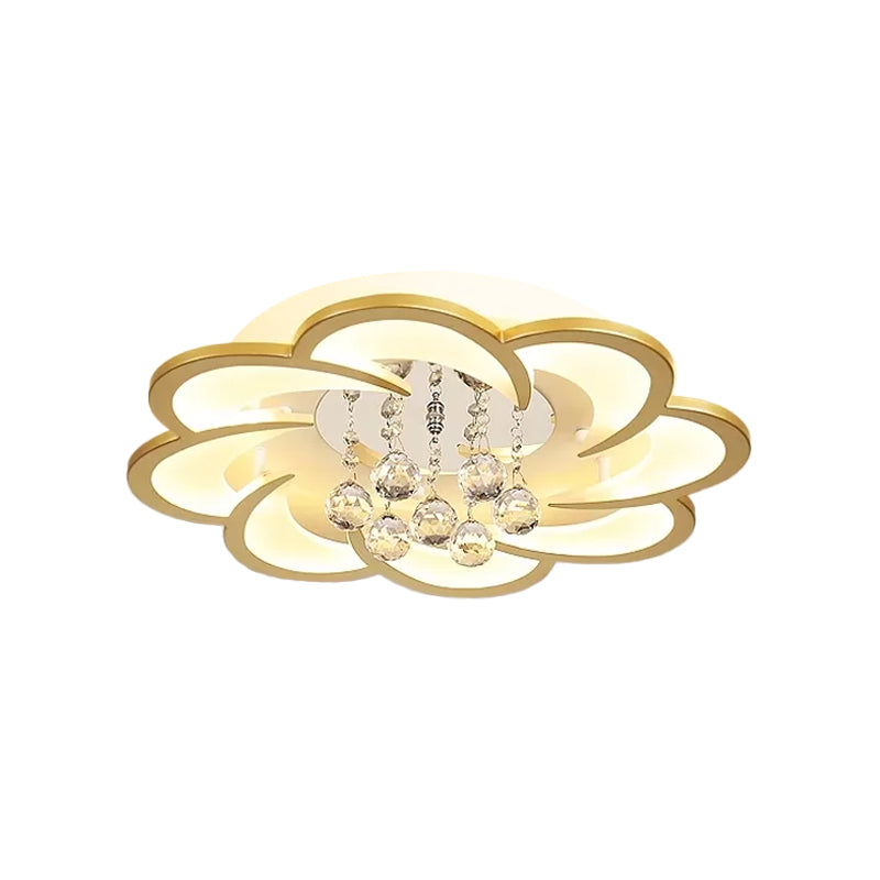 Modernist Petal Flush Ceiling Light in Gold with LED Warm/White Light - Available in 20.5"/27" Sizes