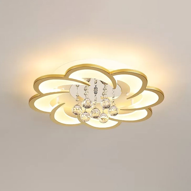 Modernist Petal Flush Ceiling Light in Gold with LED Warm/White Light - Available in 20.5"/27" Sizes