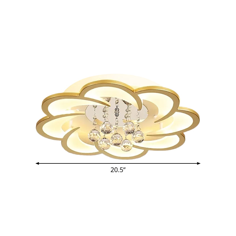 Modernist Petal Flush Ceiling Light in Gold with LED Warm/White Light - Available in 20.5"/27" Sizes