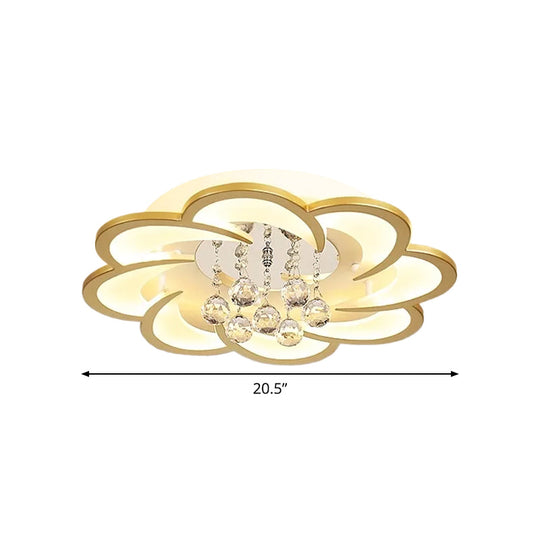 Modernist Petal Flush Ceiling Light In Gold With Led Warm/White - Available 20.5/27 Sizes