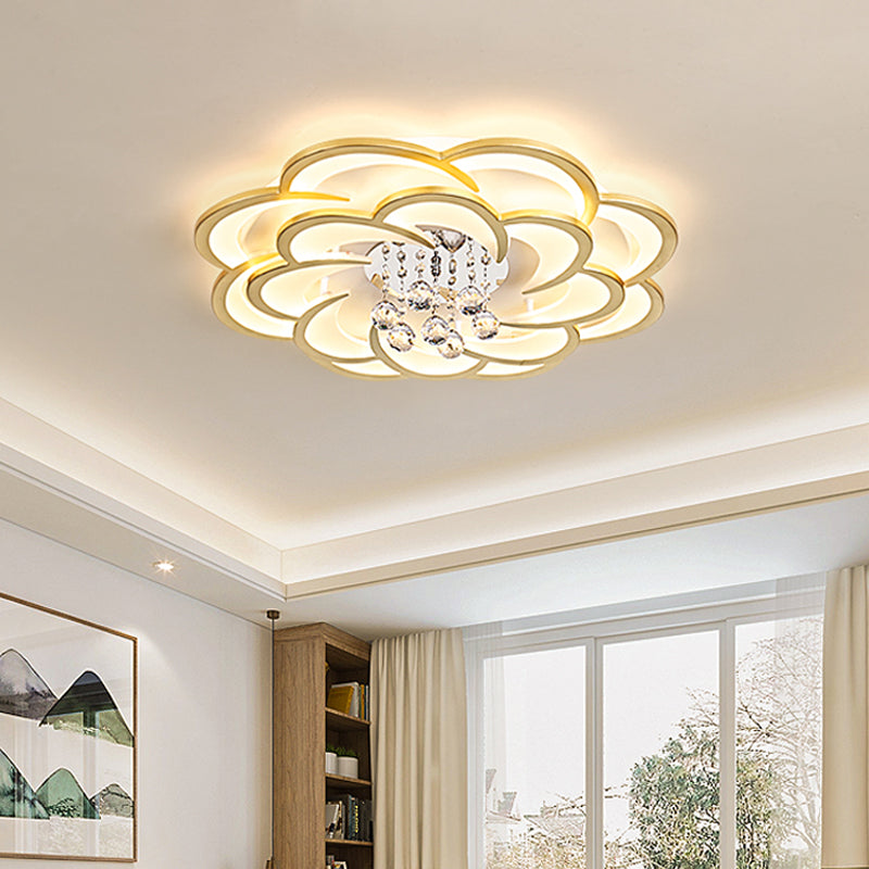 Modernist Petal Flush Ceiling Light in Gold with LED Warm/White Light - Available in 20.5"/27" Sizes