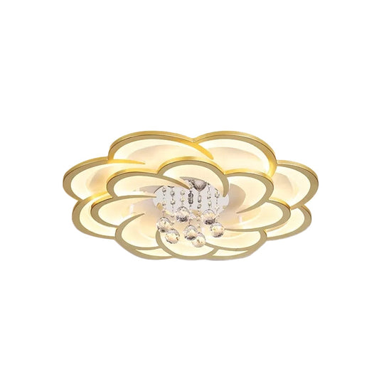 Modernist Petal Flush Ceiling Light in Gold with LED Warm/White Light - Available in 20.5"/27" Sizes