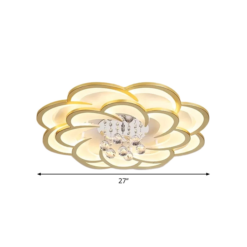 Modernist Petal Flush Ceiling Light in Gold with LED Warm/White Light - Available in 20.5"/27" Sizes