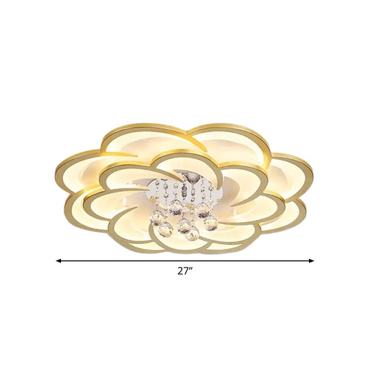 Modernist Petal Flush Ceiling Light in Gold with LED Warm/White Light - Available in 20.5"/27" Sizes