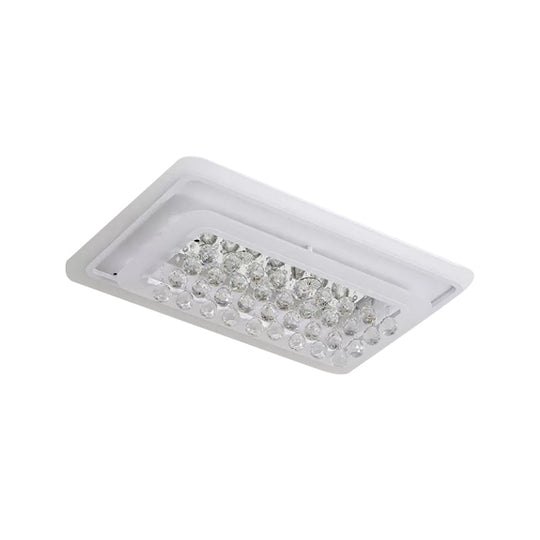 Plafonnier LED contemporain blanc encastré avec lumière chaude/blanche et accent en cristal pour le salon