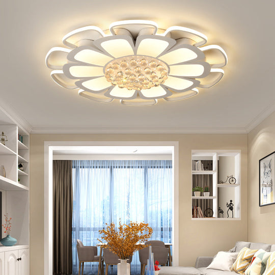 Modern Acrylic Petal Flush Mount Led Ceiling Light - 20.5/27 W Warm/White Round Design White Finish