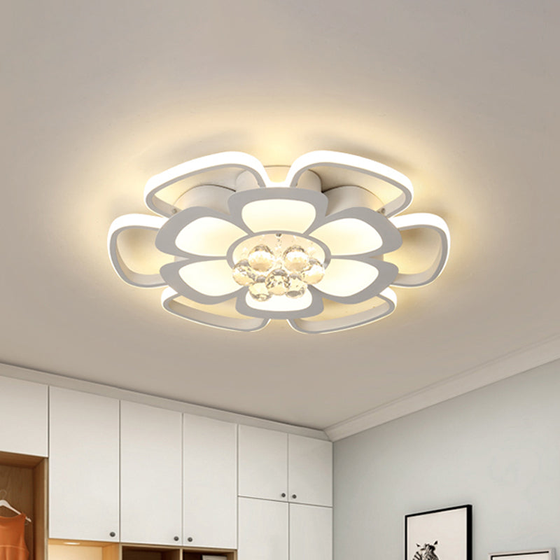 Modern Acrylic Petal Flush Mount Led Ceiling Light - 20.5/27 W Warm/White Round Design White Finish