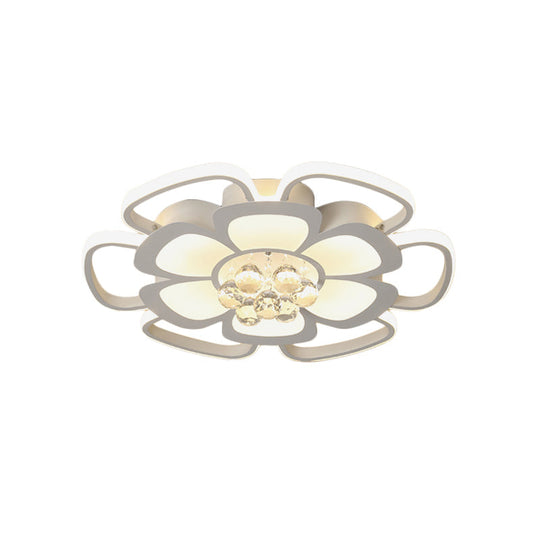 Modern Acrylic Petal Flush Mount Led Ceiling Light - 20.5/27 W Warm/White Round Design White Finish