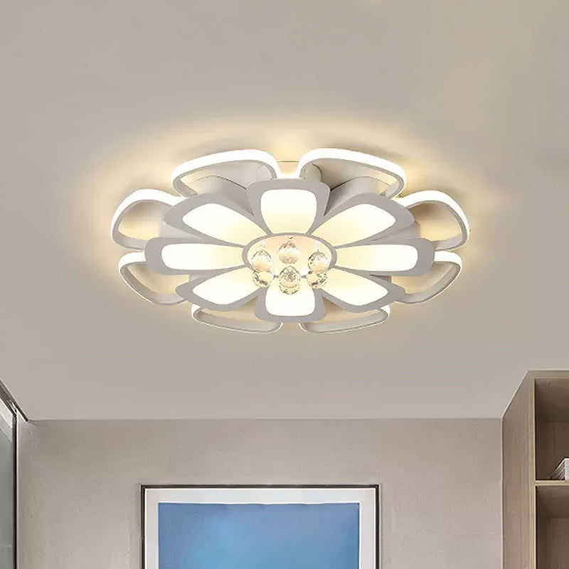 Modern Acrylic Petal Flush Mount Led Ceiling Light - 20.5/27 W Warm/White Round Design White Finish