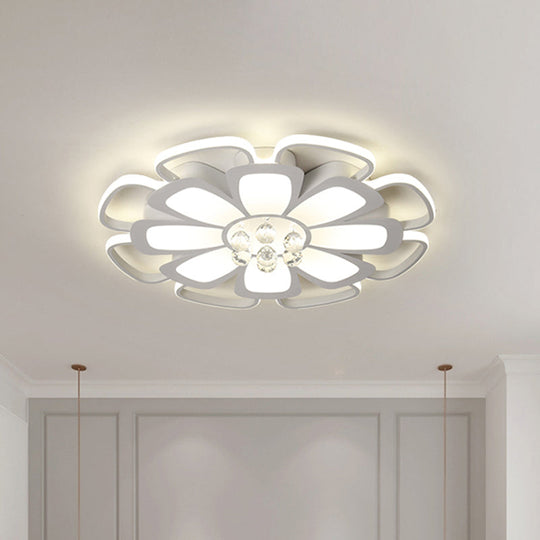 Modern Acrylic Petal Flush Mount Led Ceiling Light - 20.5/27 W Warm/White Round Design White Finish