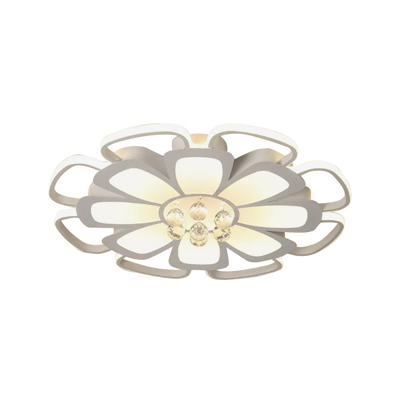 Modern Acrylic Petal Flush Mount Led Ceiling Light - 20.5/27 W Warm/White Round Design White Finish