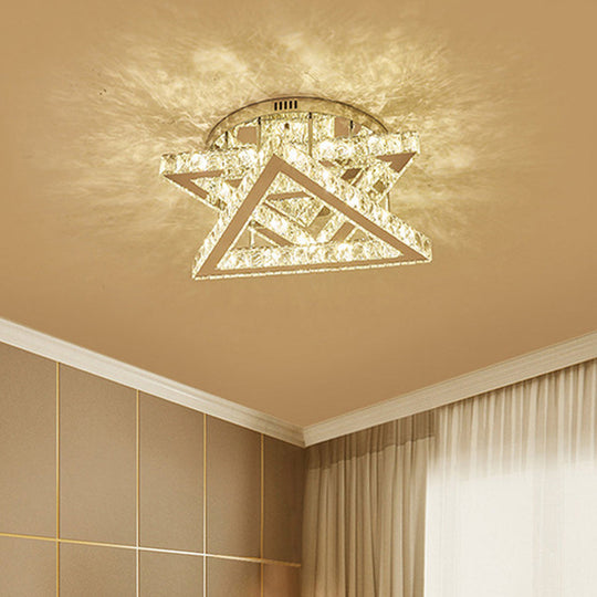 Modern LED Crystal Triangle Ceiling Lamp with Tiered Design - Ideal for Bedroom