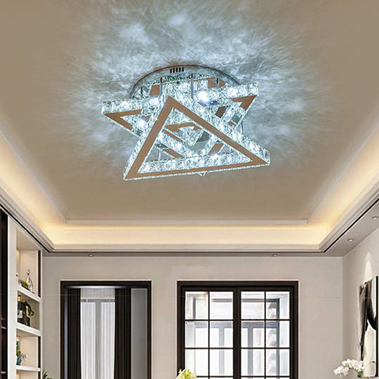 Modern LED Crystal Triangle Ceiling Lamp with Tiered Design - Ideal for Bedroom