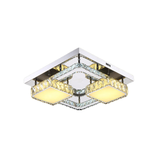 Beveled Crystal LED Flushmount Light for Modern Dining Room - Stainless Steel & Sleek Design