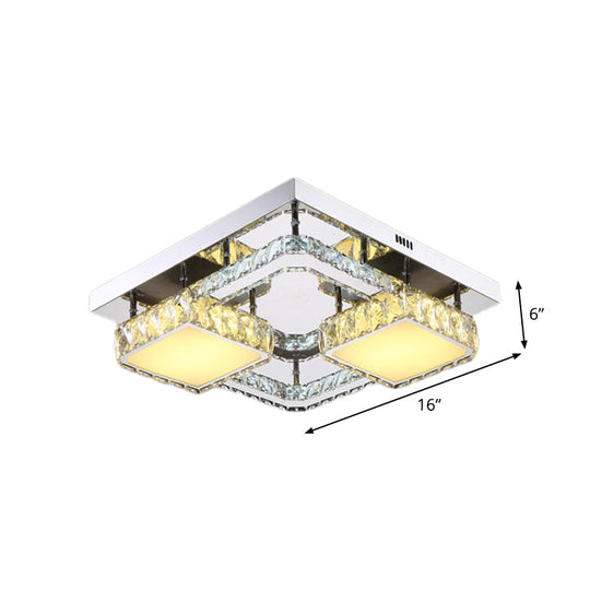 Beveled Crystal LED Flushmount Light for Modern Dining Room - Stainless Steel & Sleek Design