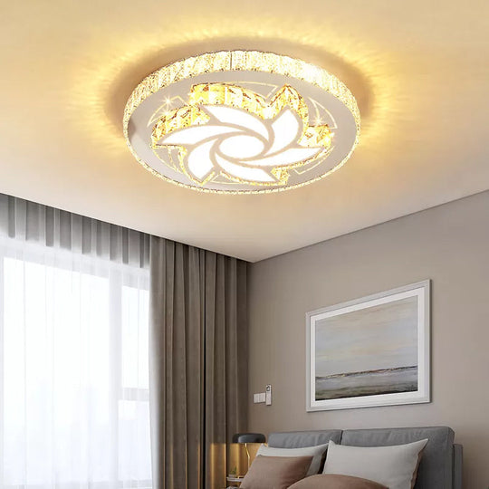 Contemporary Stainless-Steel Led Flush Mount Ceiling Light With Spiral Flower Design - Bedroom