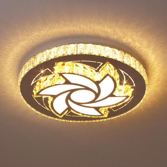 Contemporary Stainless-Steel Led Flush Mount Ceiling Light With Spiral Flower Design - Bedroom