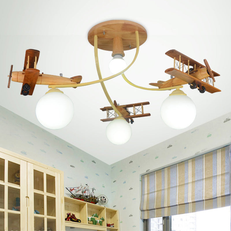 Nordic Plane Flush Mount Wooden Ceiling Light for Bedroom