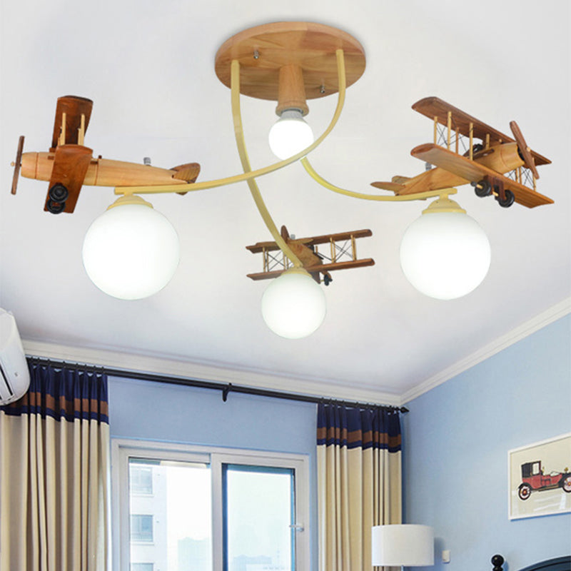 Nordic Plane Flush Mount Wooden Ceiling Light for Bedroom