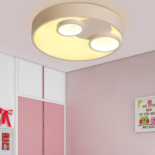 Nordic LED Flush Mount Light: Metal Round Flush with Acrylic Diffuser - Perfect for Kids