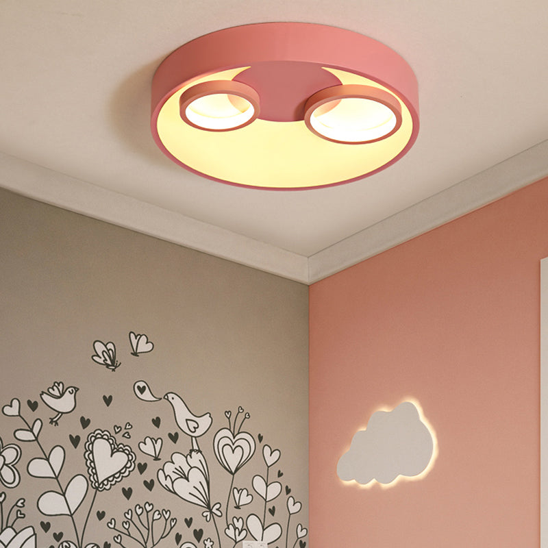 Nordic LED Flush Mount Light: Metal Round Flush with Acrylic Diffuser - Perfect for Kids