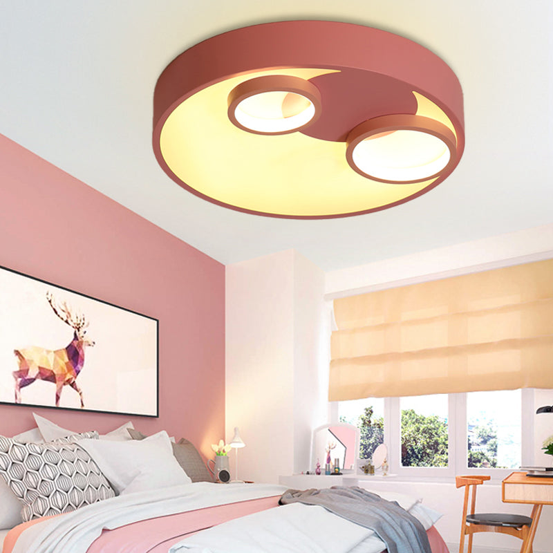 Nordic LED Flush Mount Light: Metal Round Flush with Acrylic Diffuser - Perfect for Kids