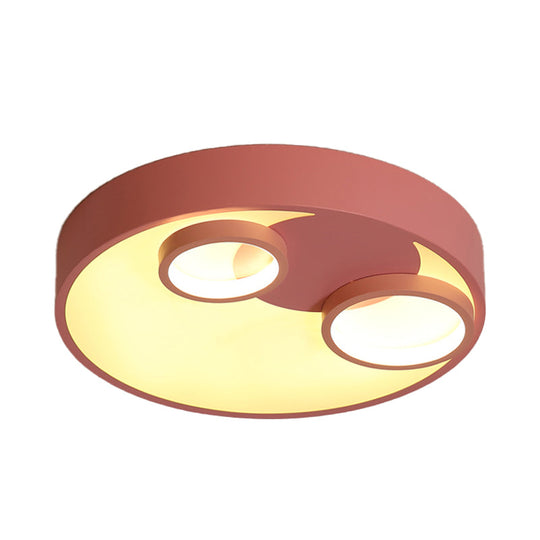 Nordic LED Flush Mount Light: Metal Round Flush with Acrylic Diffuser - Perfect for Kids