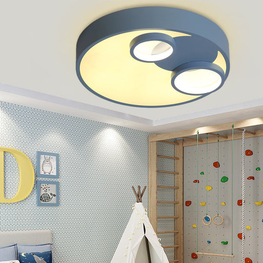 Nordic LED Flush Mount Light: Metal Round Flush with Acrylic Diffuser - Perfect for Kids