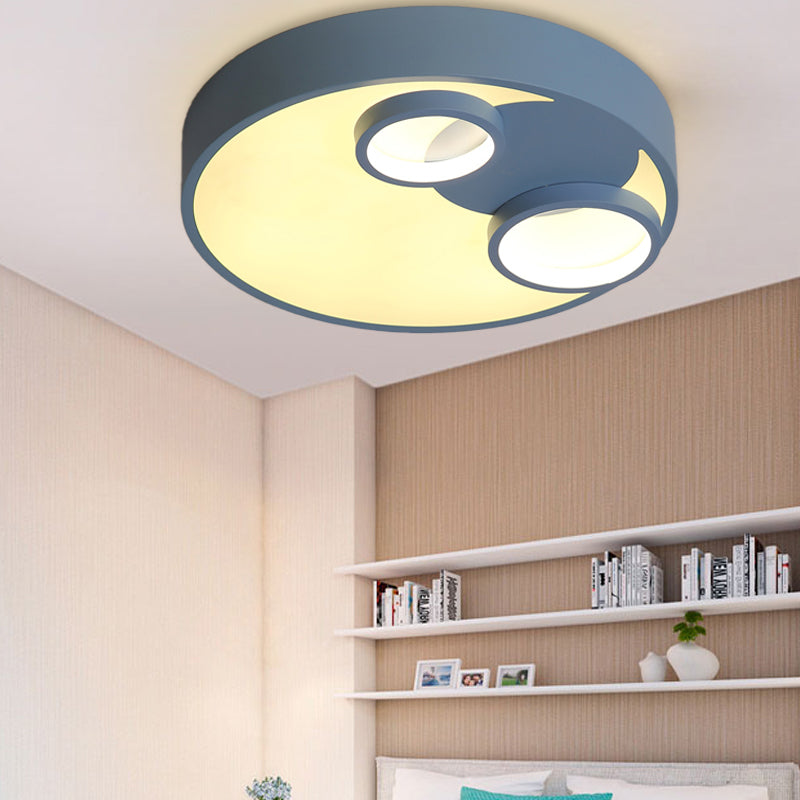 Nordic LED Flush Mount Light: Metal Round Flush with Acrylic Diffuser - Perfect for Kids