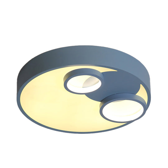 Nordic LED Flush Mount Light: Metal Round Flush with Acrylic Diffuser - Perfect for Kids