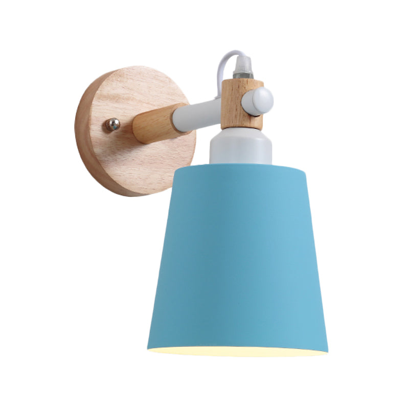 Metal Macaroon Tapered Shade Wall Sconce Light For Kids Bedroom