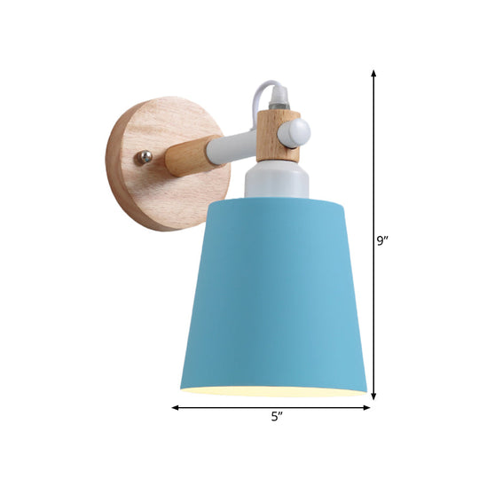 Metal Macaroon Tapered Shade Wall Sconce Light For Kids Bedroom