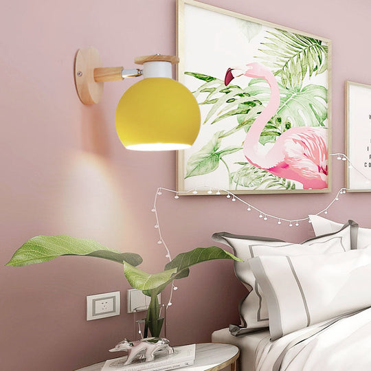 Modern Metal Circle Study Room Wall Sconce - Candy Colored 1-Light Yellow