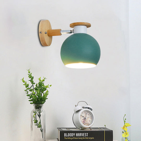 Modern Metal Circle Study Room Wall Sconce - Candy Colored 1-Light Green