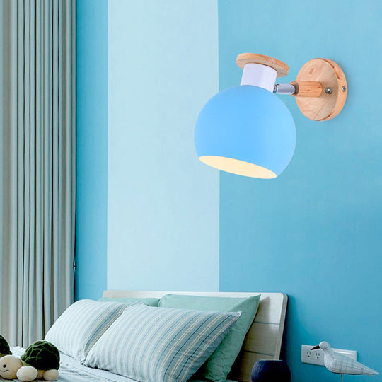 Modern Metal Circle Study Room Wall Sconce - Candy Colored 1-Light Blue