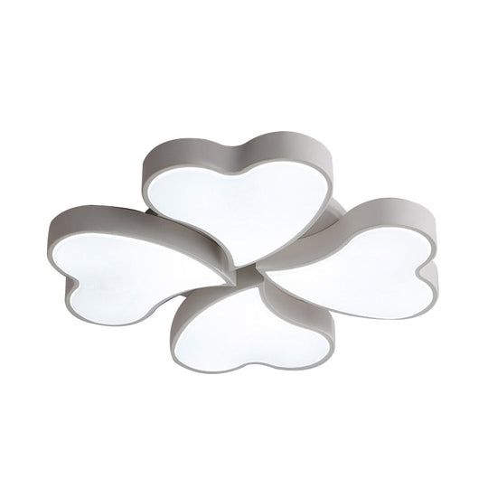 White Acrylic Heart LED Flush Ceiling Light Fixture for Bedroom, Art Deco Style