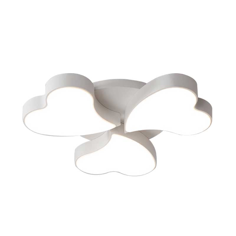 White Acrylic Heart LED Flush Ceiling Light Fixture for Bedroom, Art Deco Style