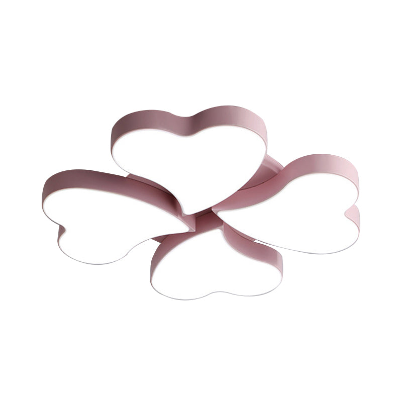 White Acrylic Heart LED Flush Ceiling Light Fixture for Bedroom, Art Deco Style