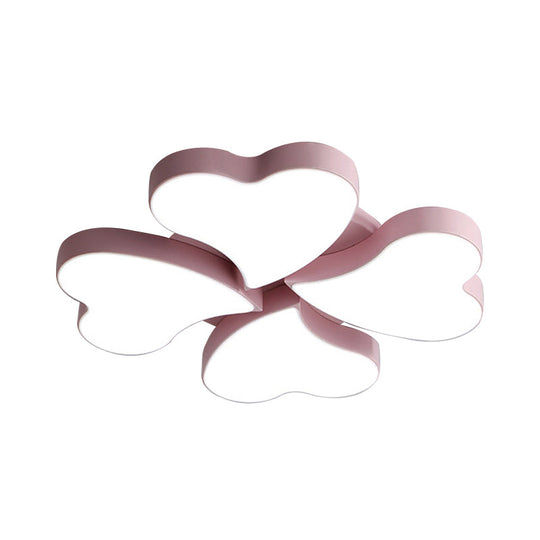 White Acrylic Heart Led Flush Ceiling Light Fixture For Bedroom Art Deco Style