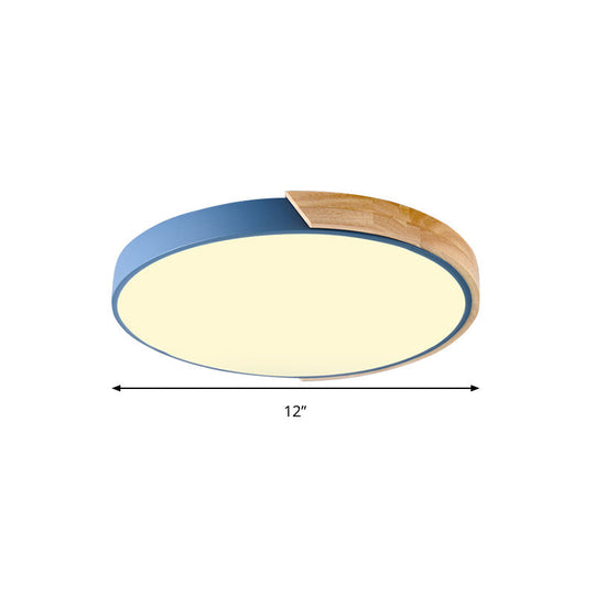 Loft Circle Led Ceiling Light For Kindergarten With Acrylic Shade