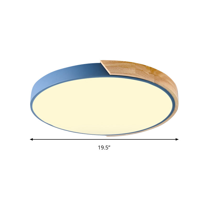 Loft Circle Led Ceiling Light For Kindergarten With Acrylic Shade