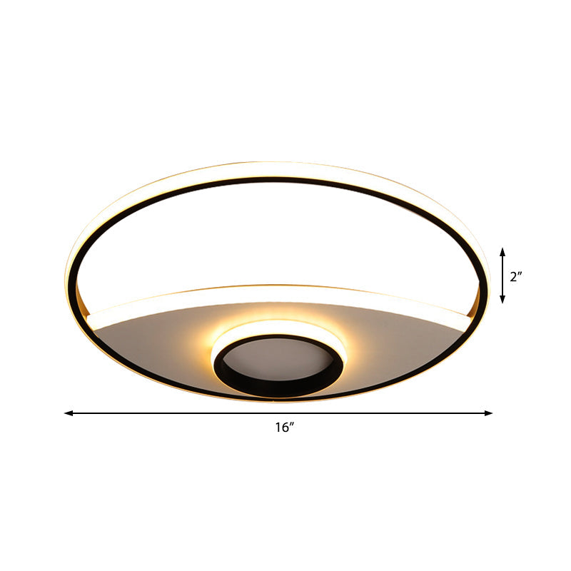 Modern Silver Circle Ceiling Fixture: Acrylic Flushmount Lights In Warm/White 16/19.5/23.5