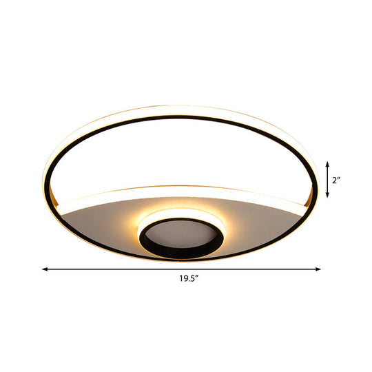 Modern Silver Circle Ceiling Fixture: Acrylic Flushmount Lights In Warm/White 16/19.5/23.5