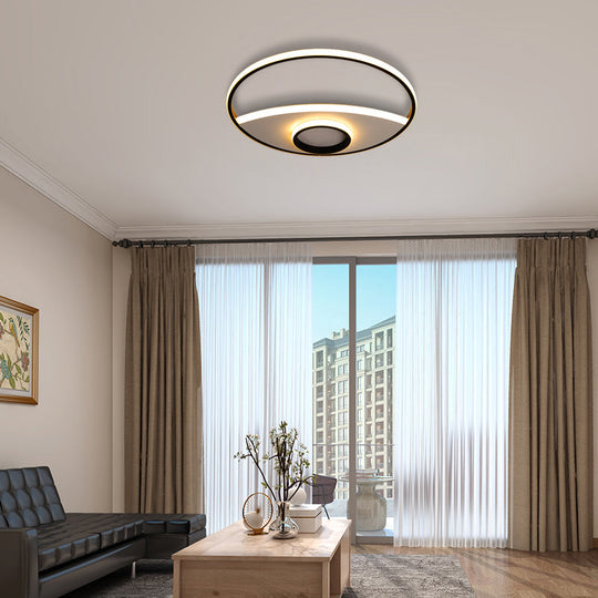 Modern Silver Circle Ceiling Fixture: Acrylic Flushmount Lights In Warm/White 16/19.5/23.5